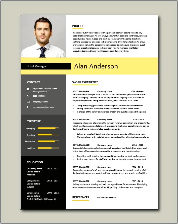 Hotel General Manager Resume Templates