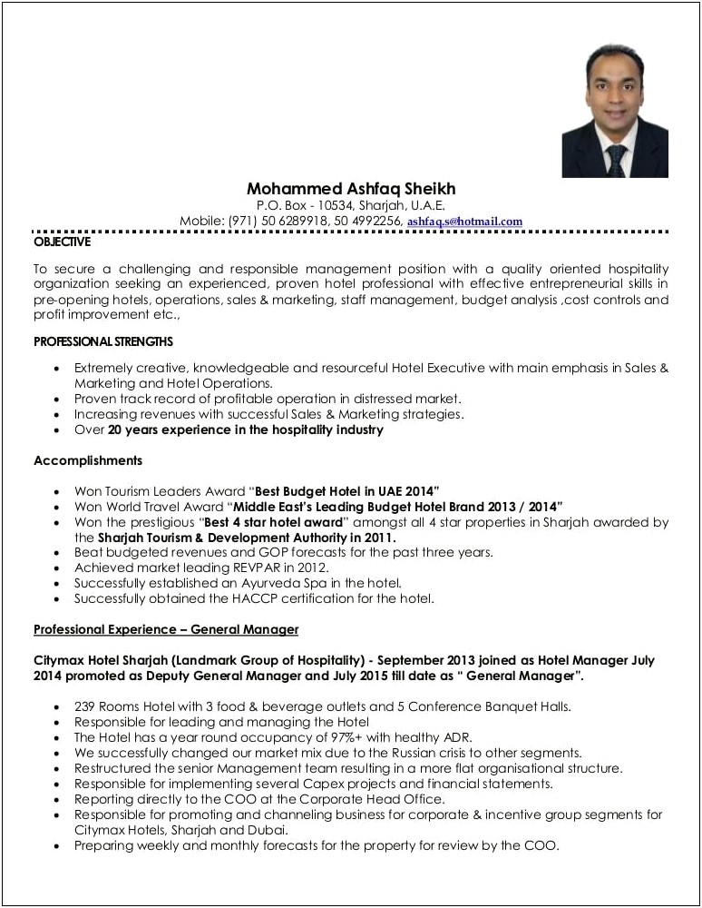 Hotel Manager Resume Objective Examples