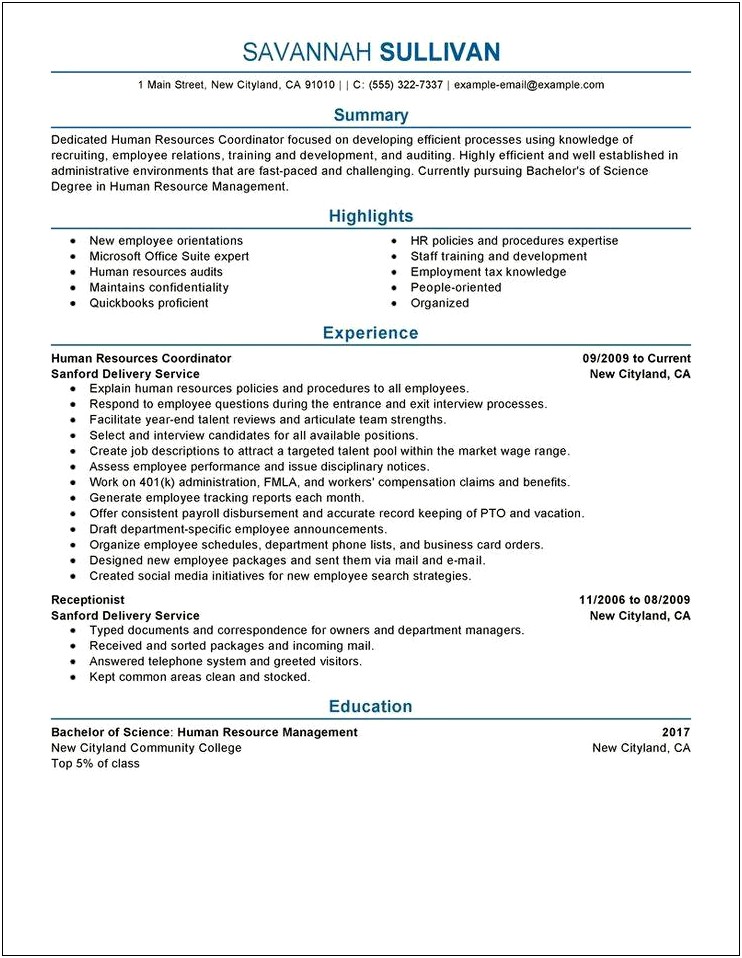 Hr Admin Job Description Resume