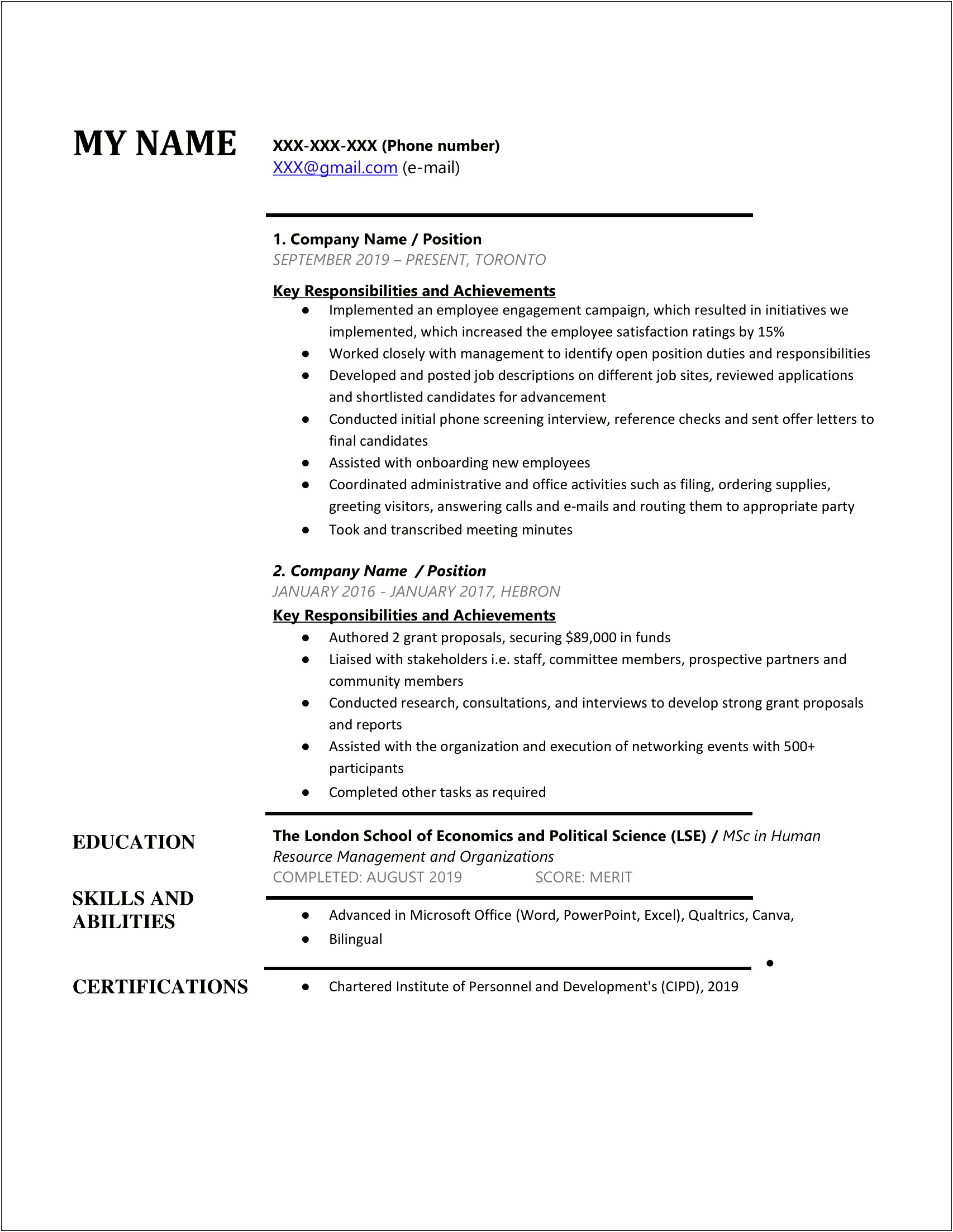Hr Associate With 2 Years Of Experience Resume