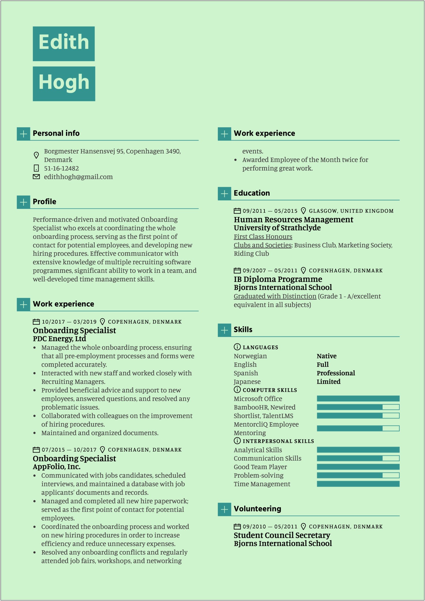 Hr Databases Examples In Resume