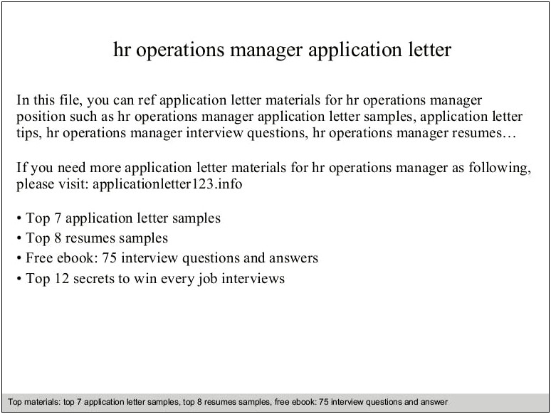 Hr Manager Job Resume Sample