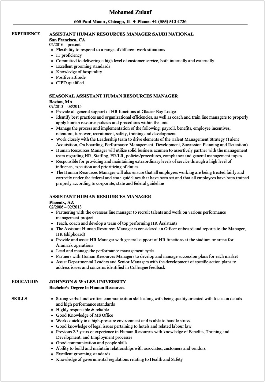Hr Manager Jobs Descriptions Resume