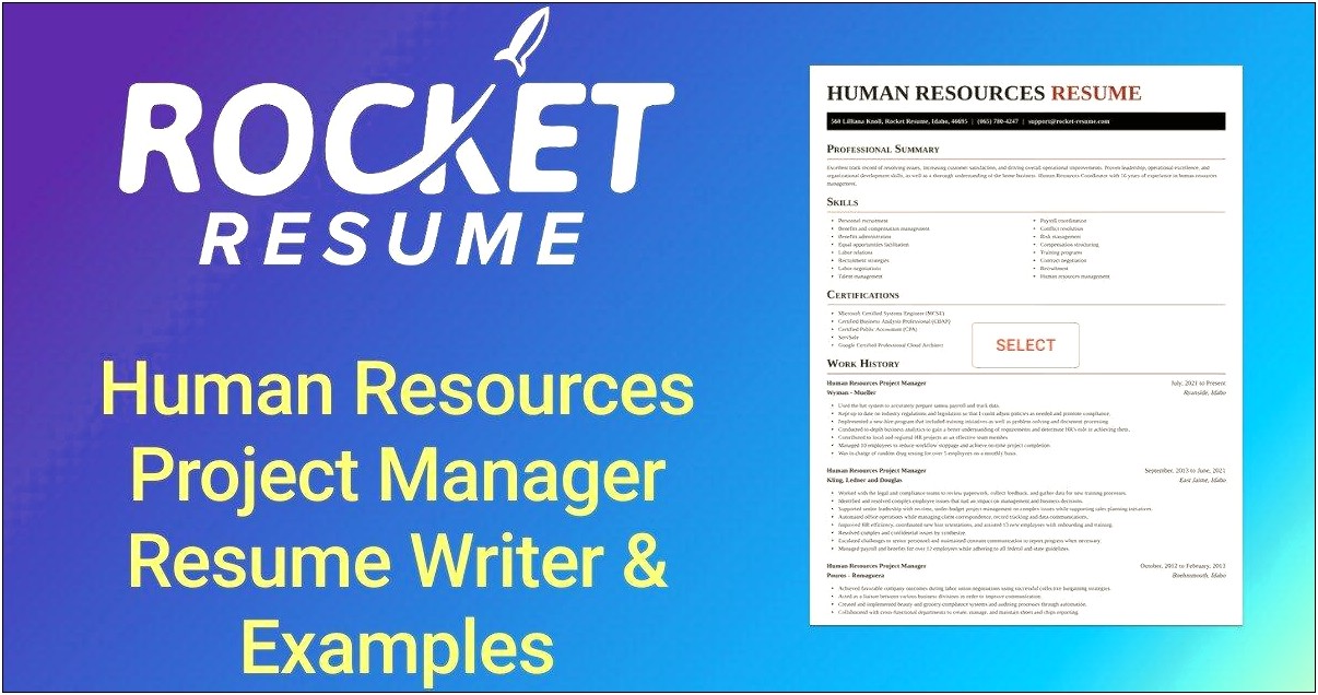 Hr Project Manager Resume Examples