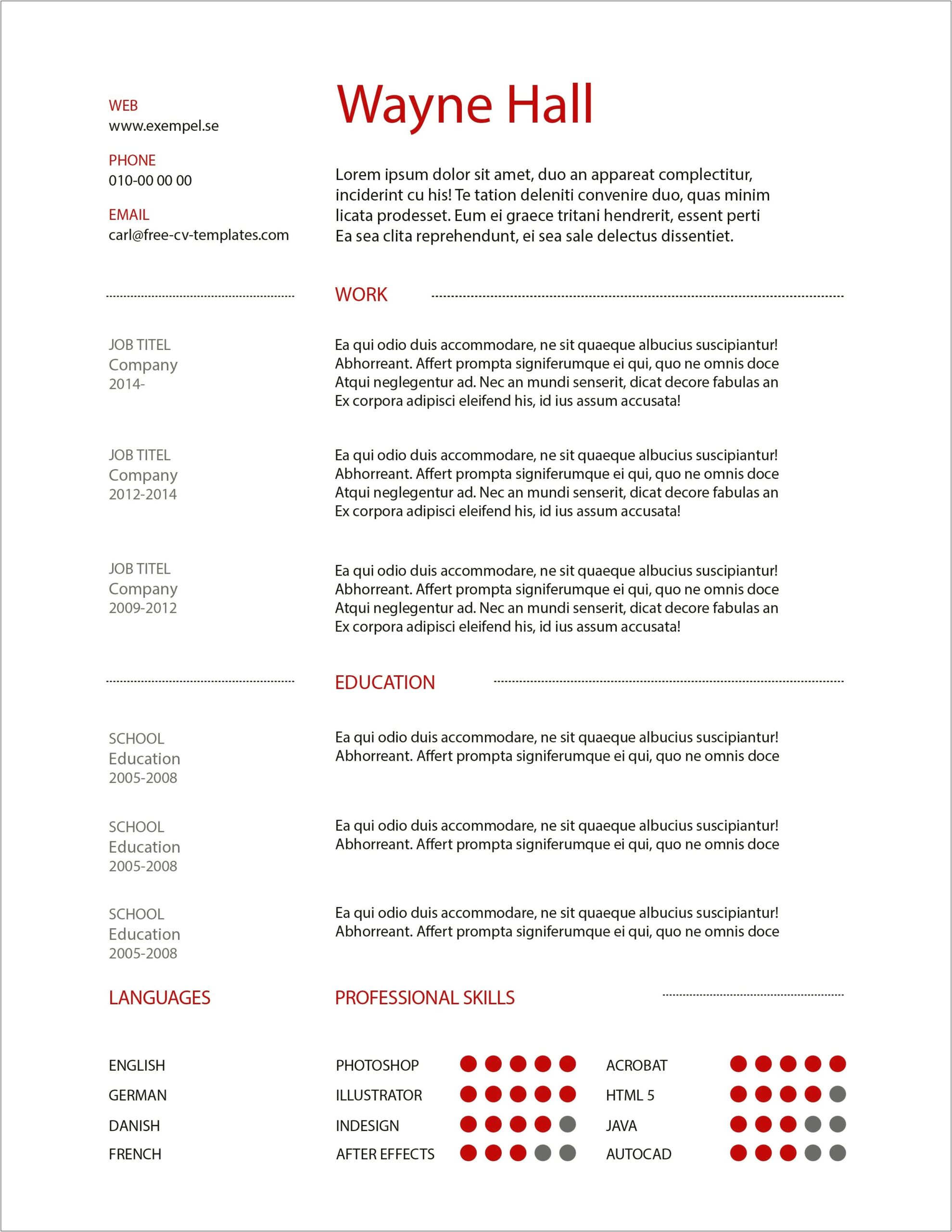 Html 5 Free Resume Template