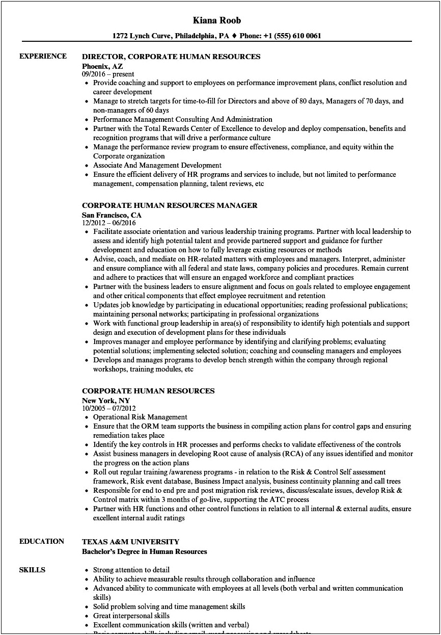 Human Resources Director For Law Firm Resume Example