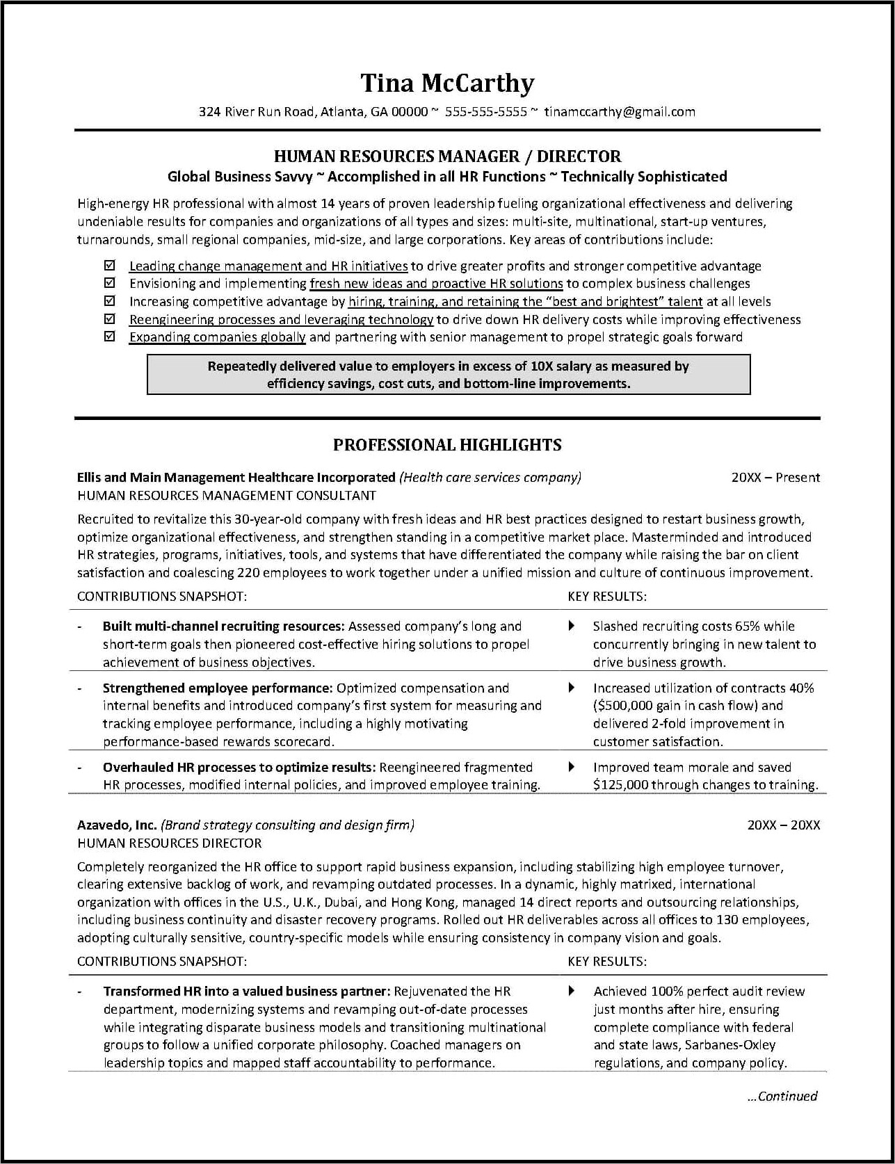 Human Resources Resume Examples 2015