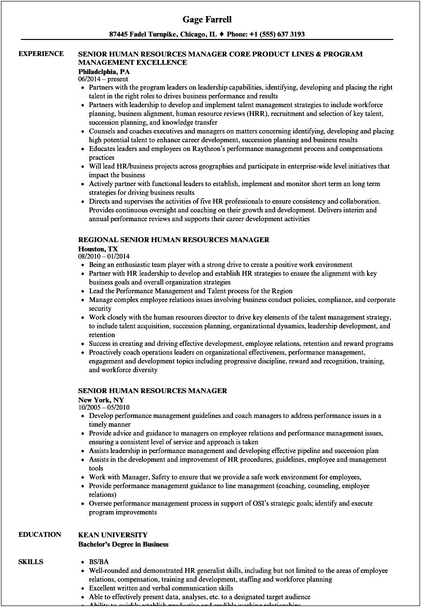 Human Resources Resume Examples Download