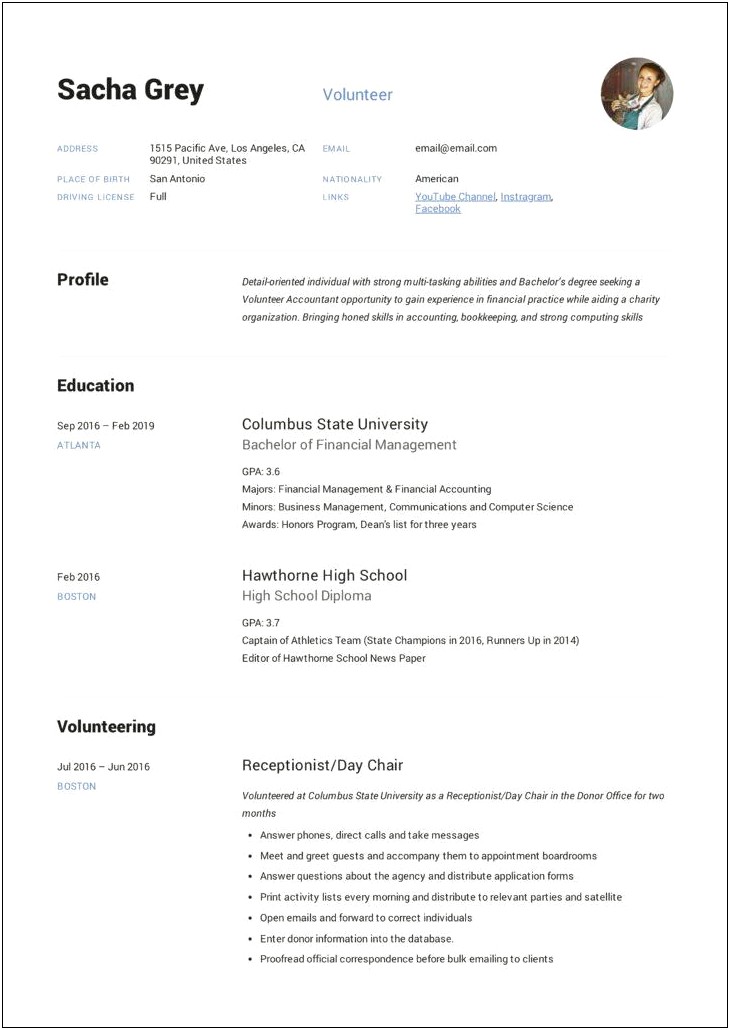 Humanitarian Work On A Resume Examples
