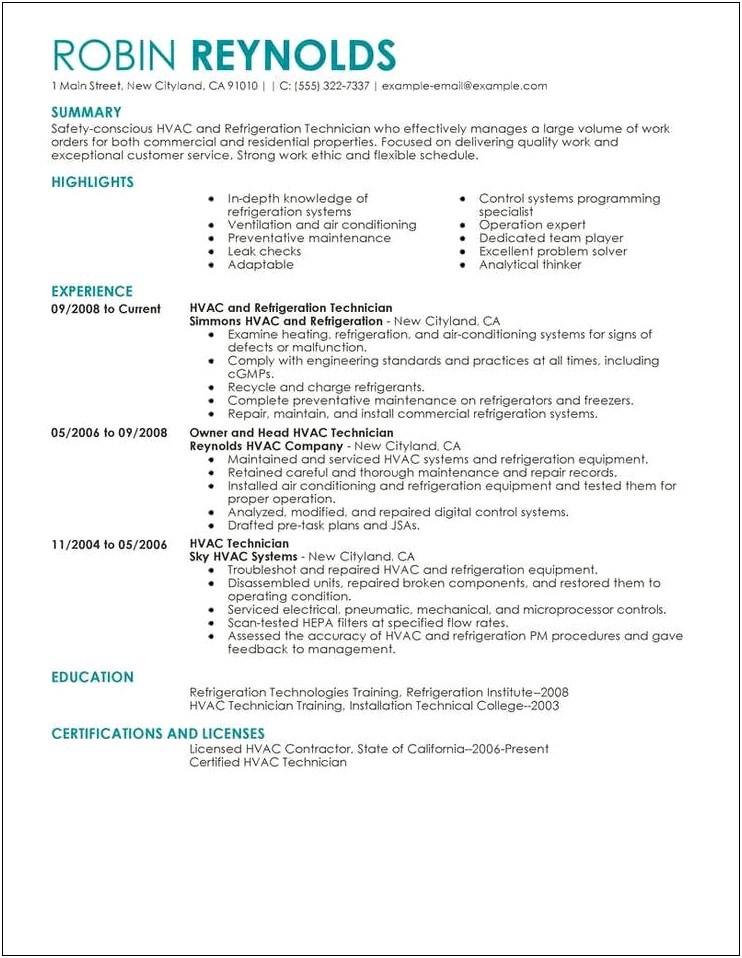 Hvac Sales Manager Resume Examples