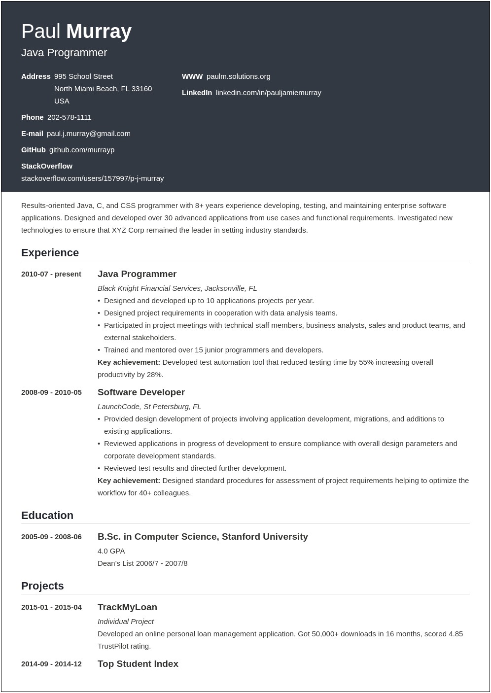 Hwo To Put Computer Science Projects In Resume