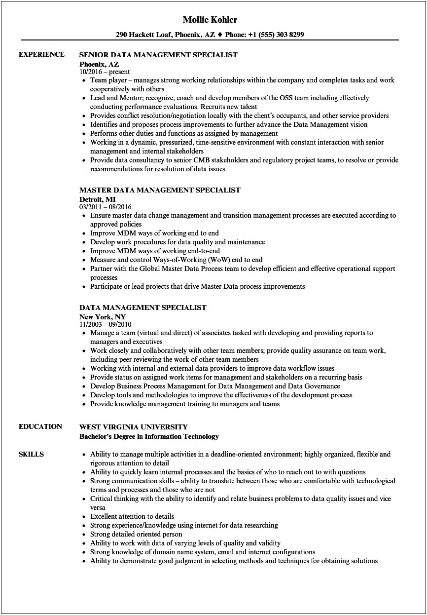 Ibm Infosphere Mdm Sample Resume