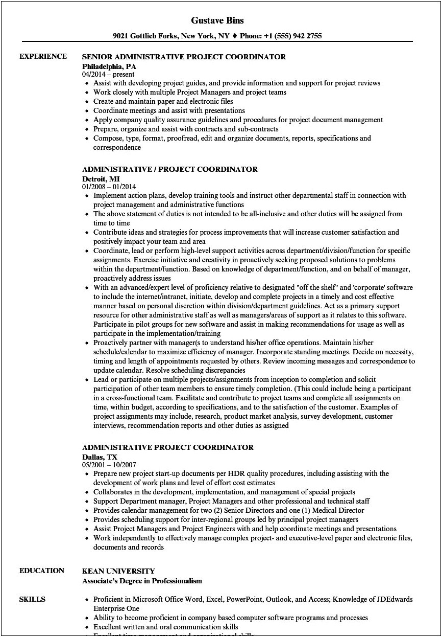 Idd Program Manager With Administrative Experience Resume
