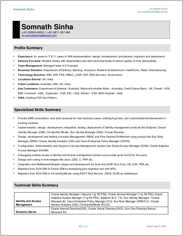 Identity And Access Management Lead Resume