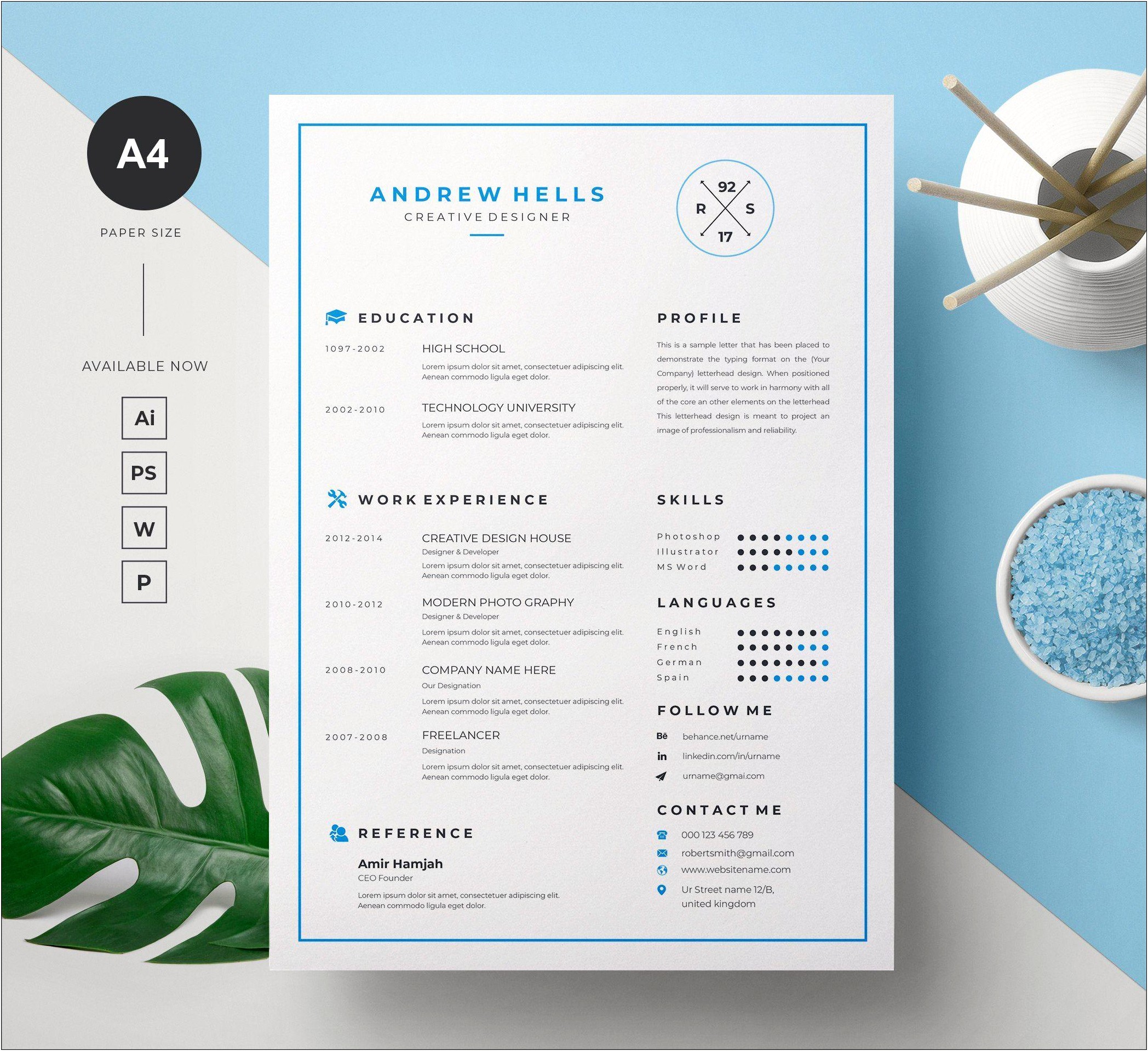 Illustrator Resume And Cover Letter Template