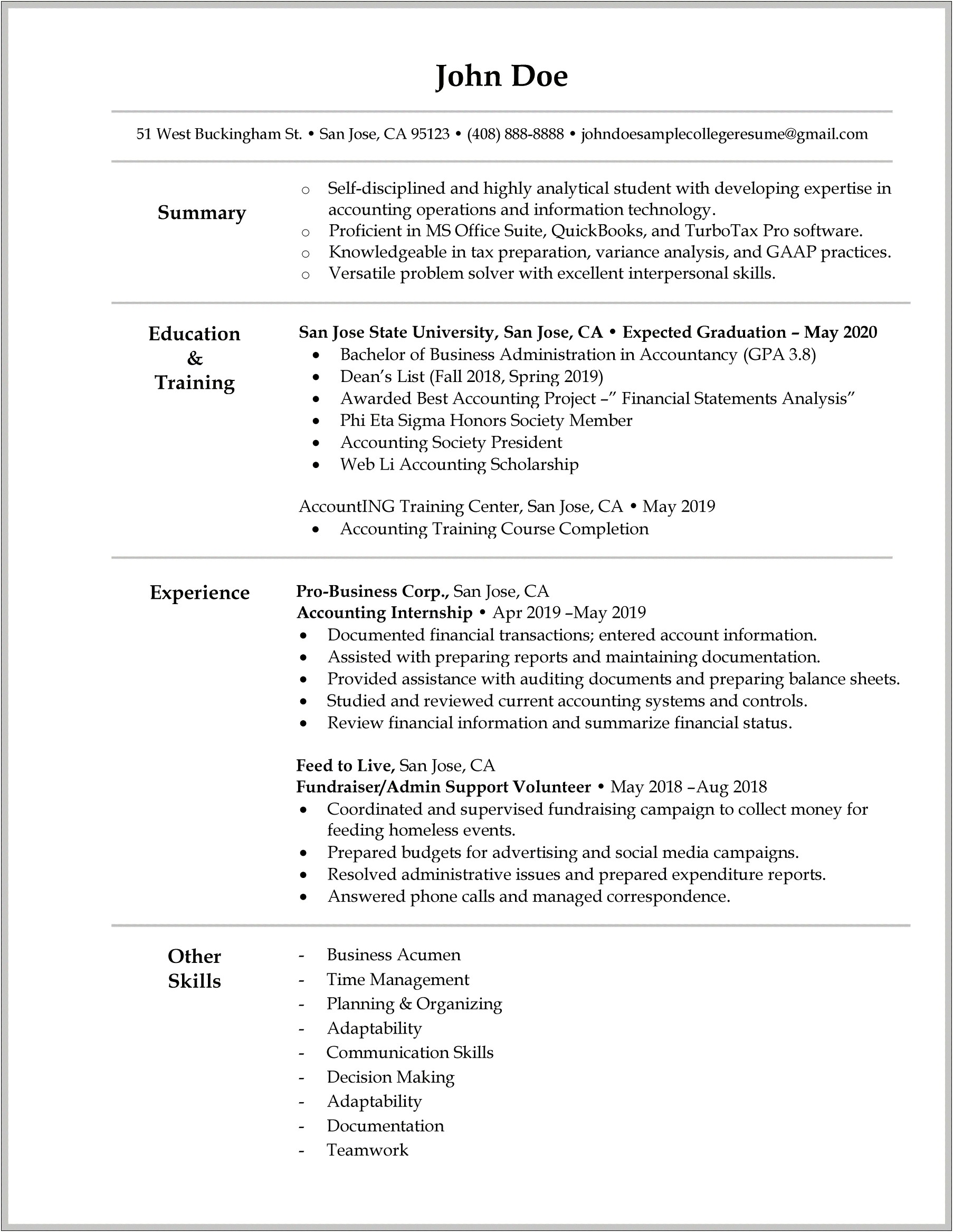 Include College In Experience On Resume