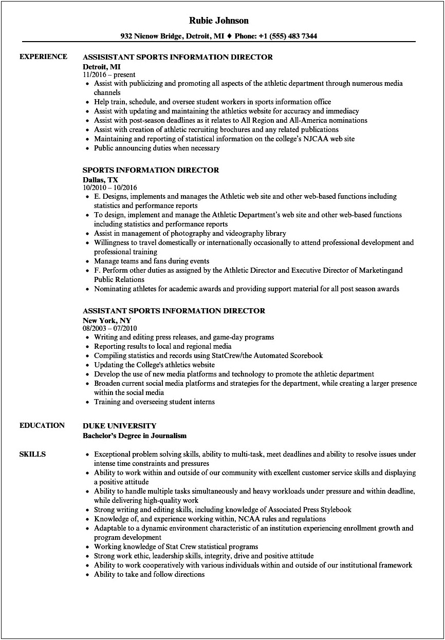 Include Highschool Sports Team Experience On Resume
