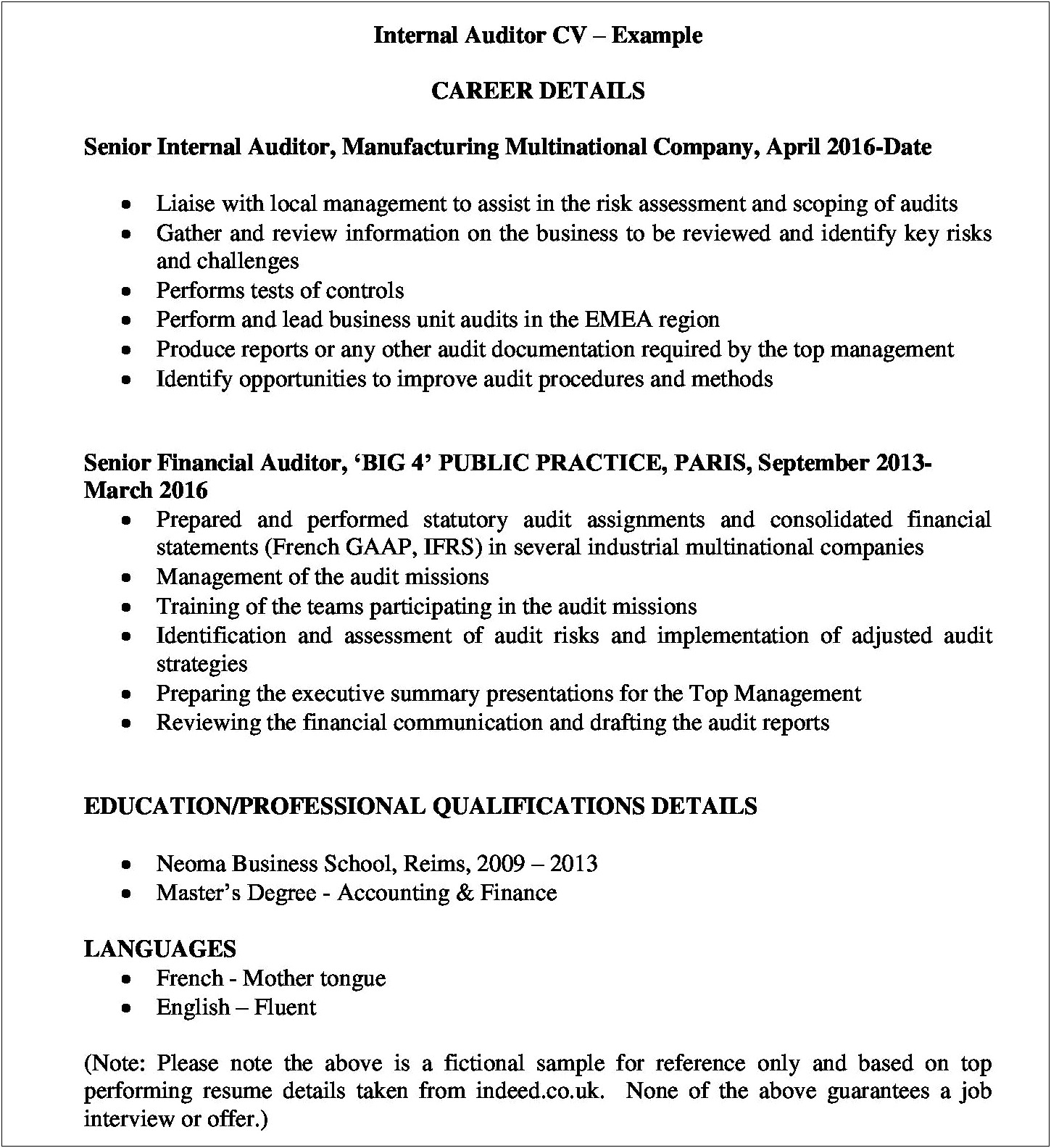 Indeed Sample Resume Download For Intership