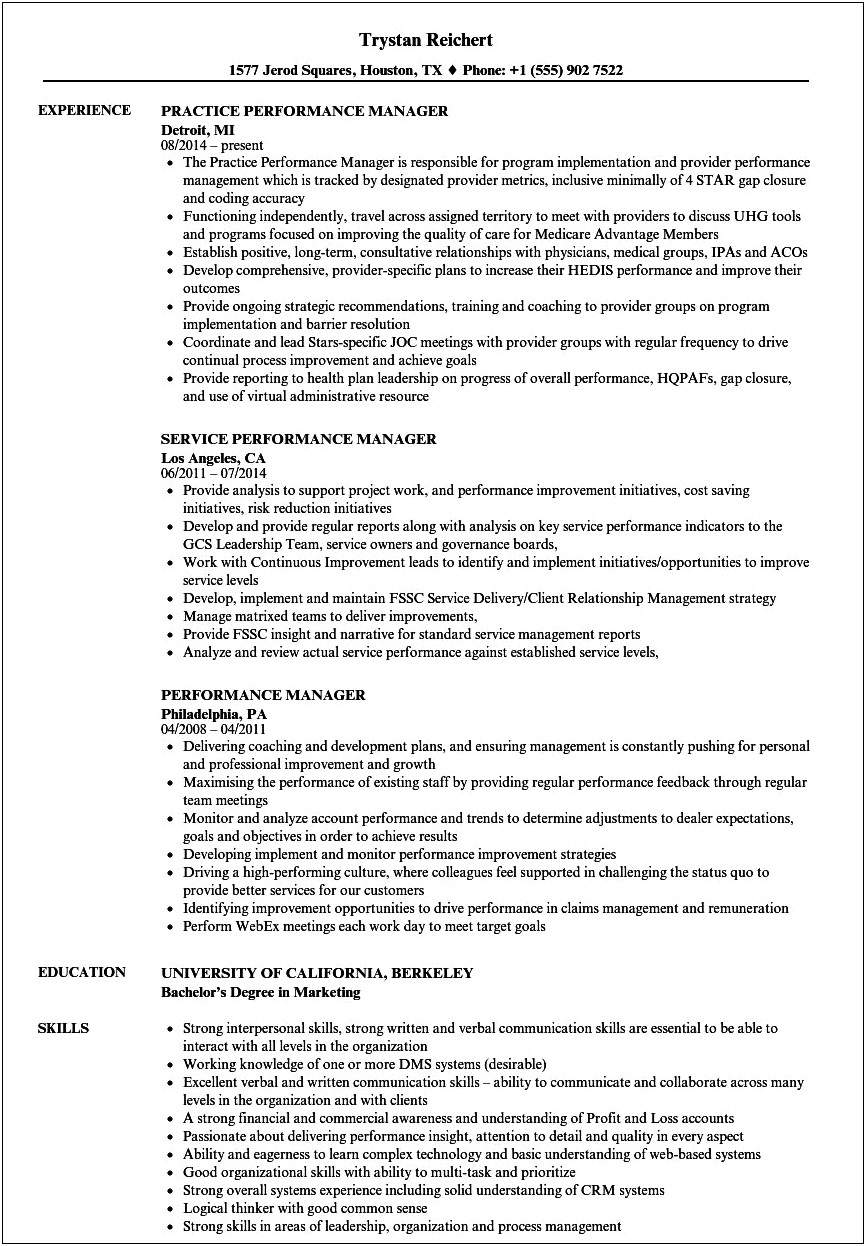 Individual Contributor To Manager Resume