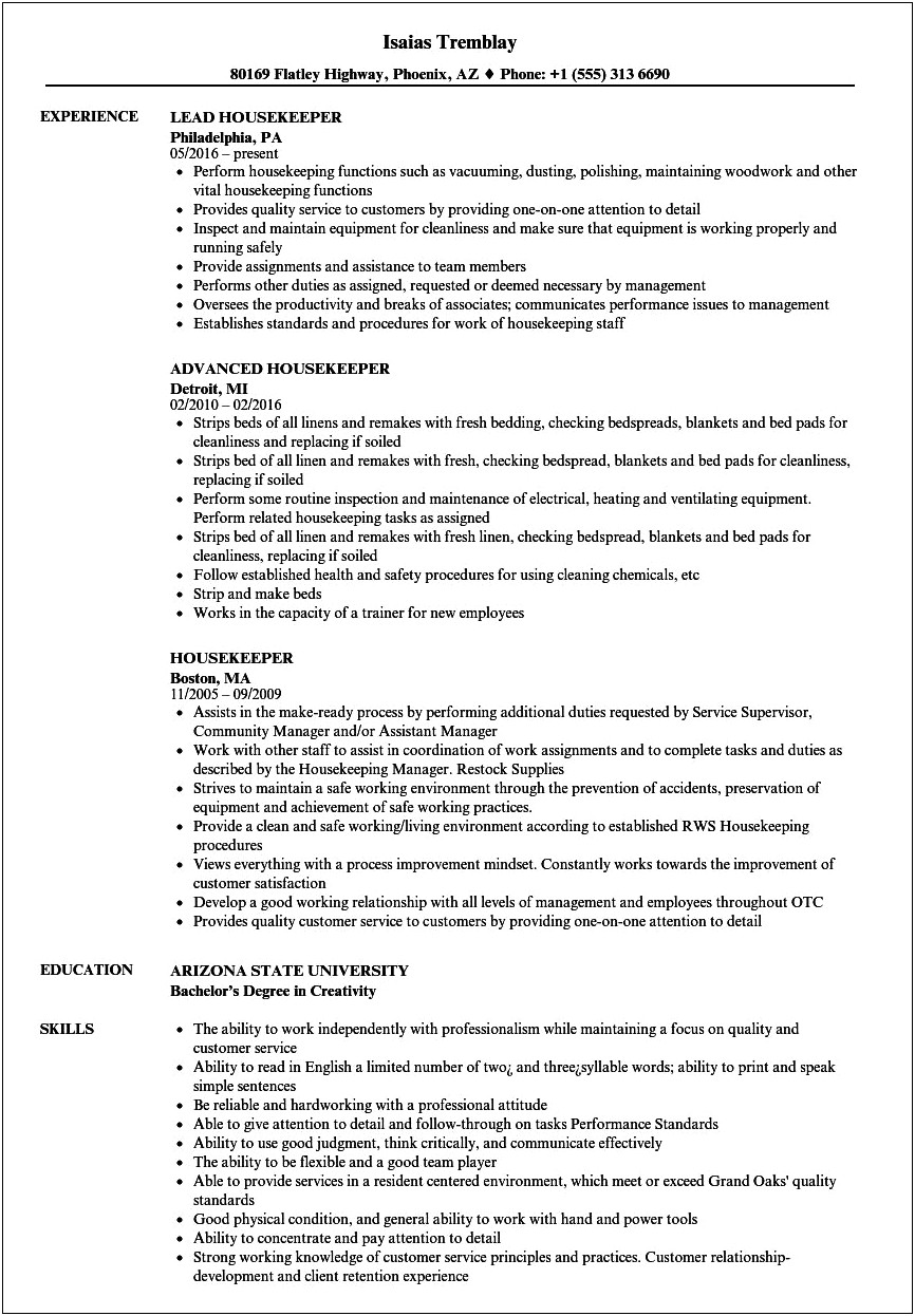 Industrial Cleaner Job Description Resume