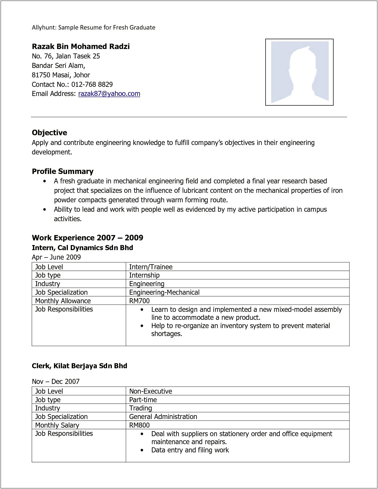 Industrtrial Engineering Entry Level Resume Objective