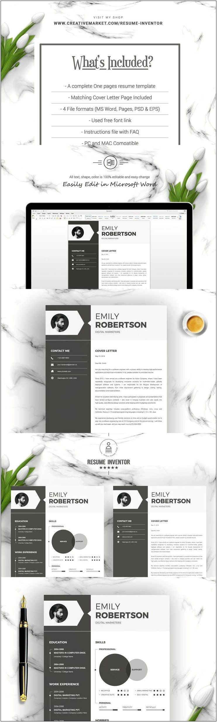 Infographic One Page Resume Templates Free