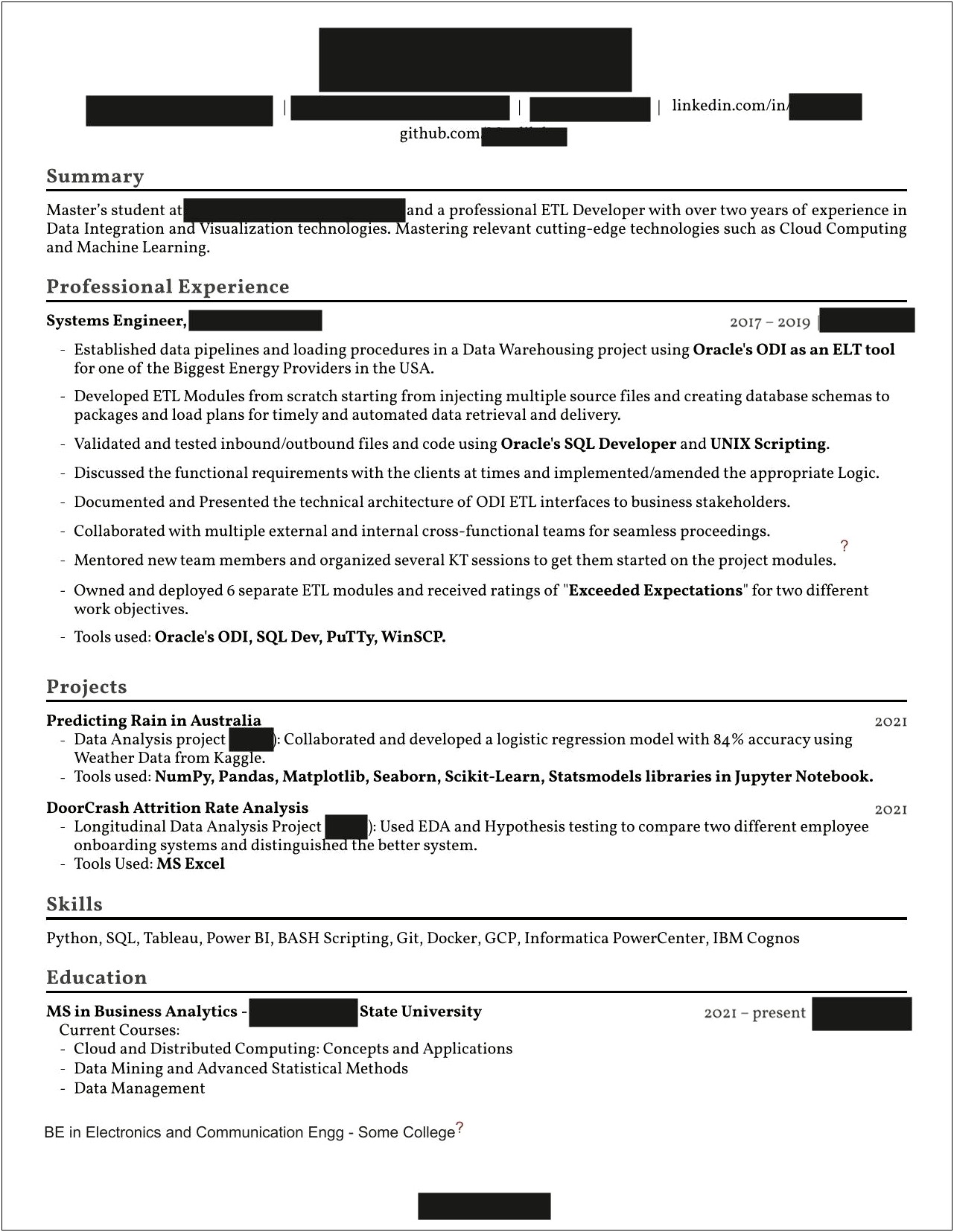 Informatica Developer 2 Years Experience Resume