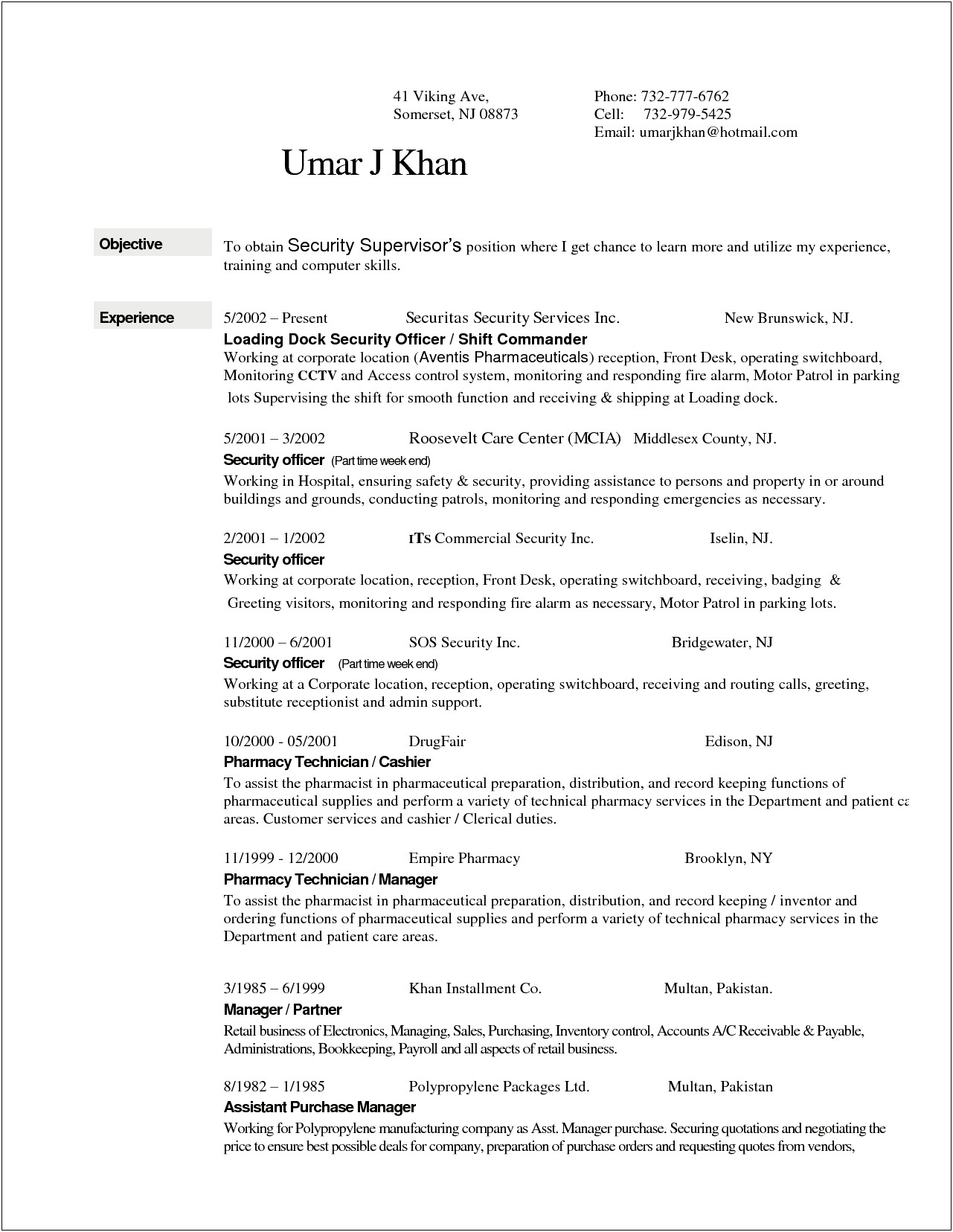 Information Security Resume Objective Examples