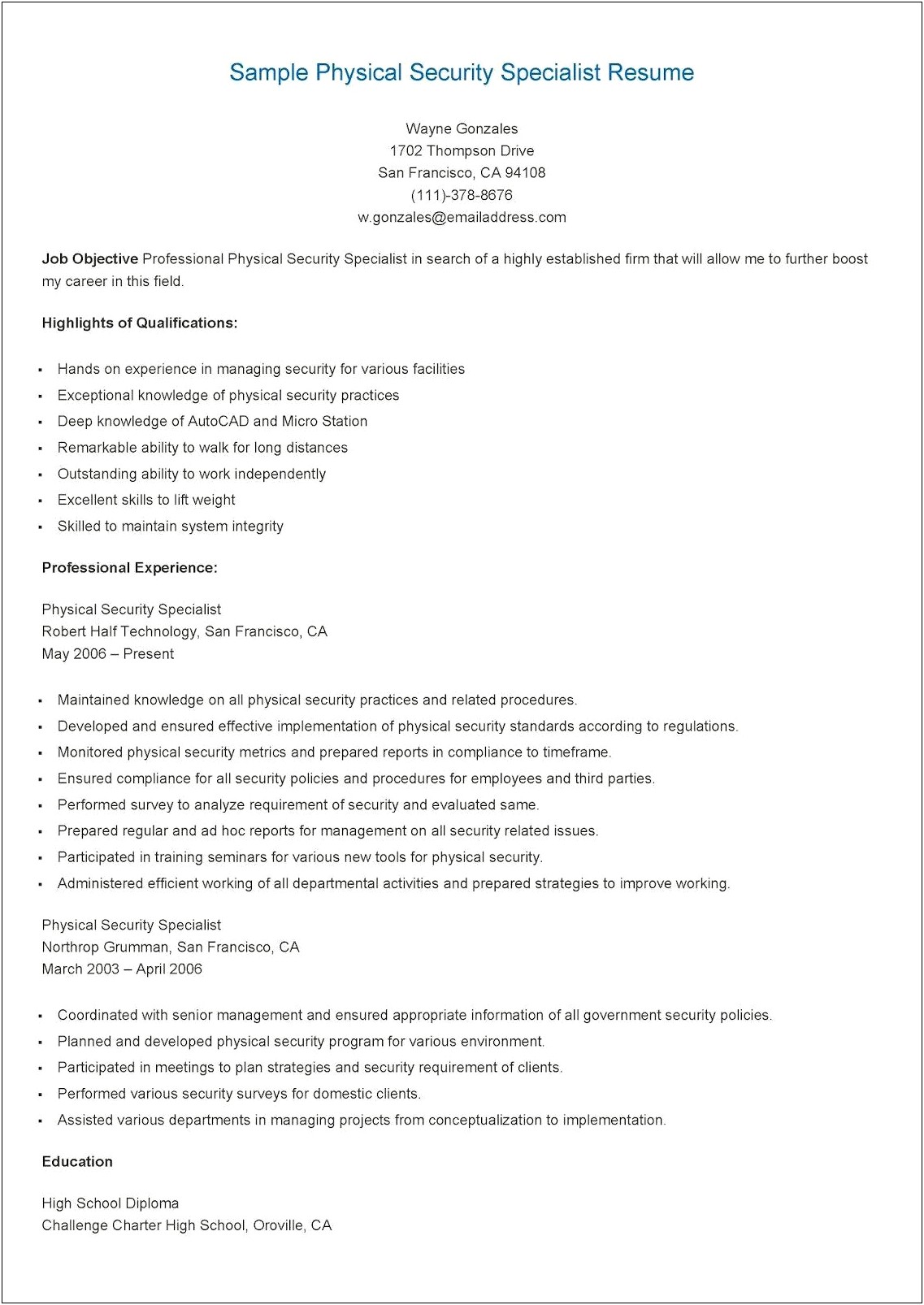 Information Security Specialist Resume Examples