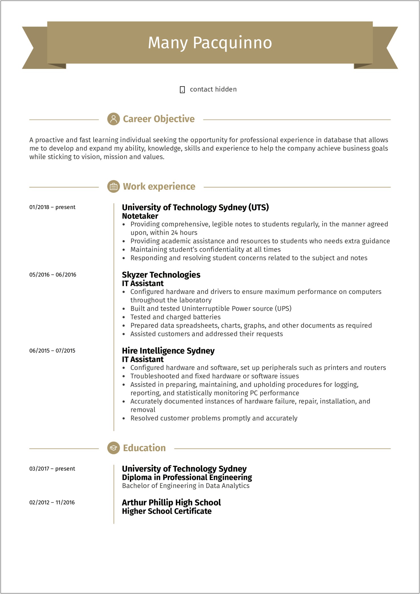Information Technology Assistant Objective Resume