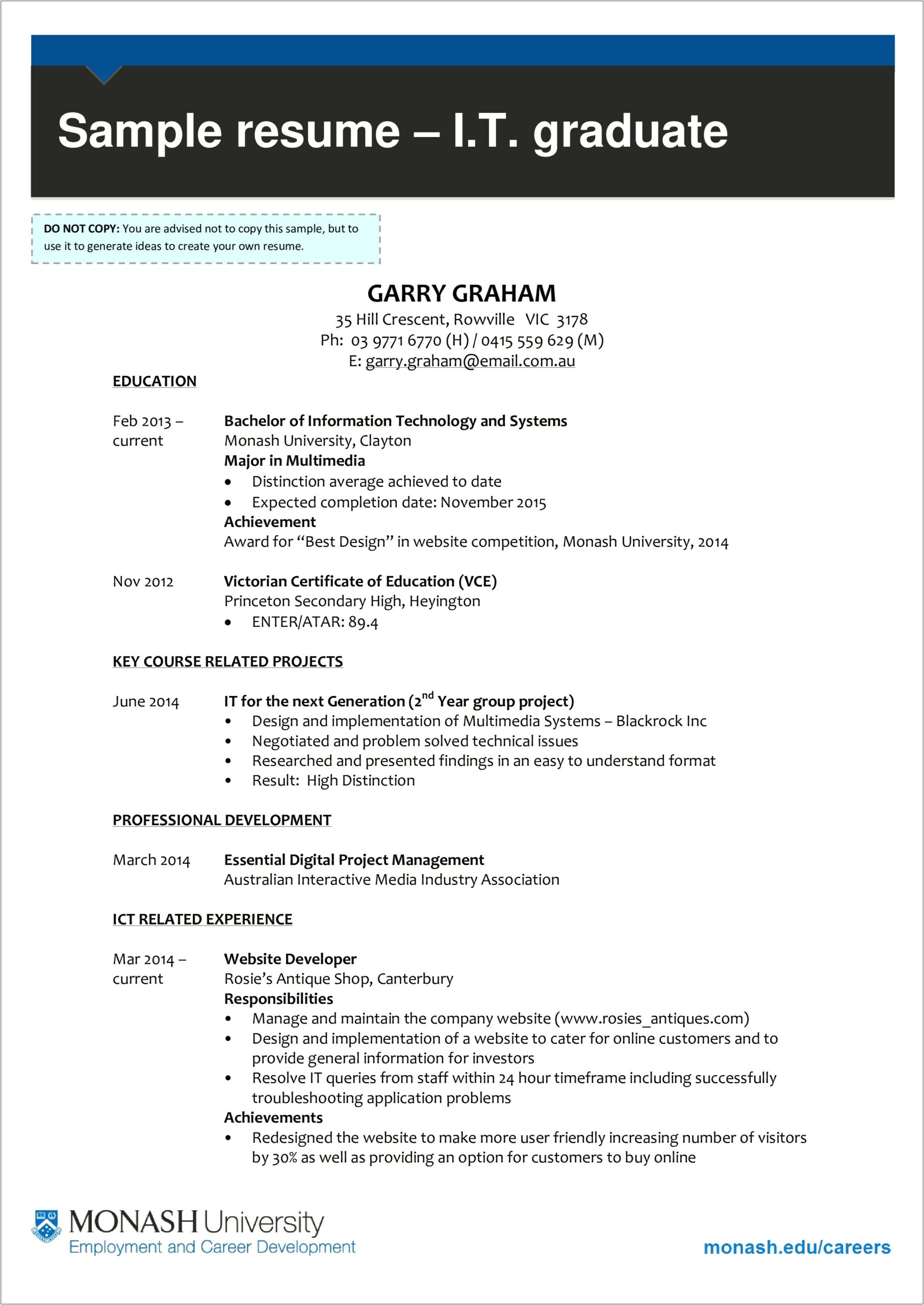 Information Technology Competition Resume Sample