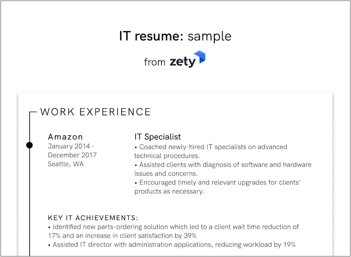 Information Technology Specialist Job Resume