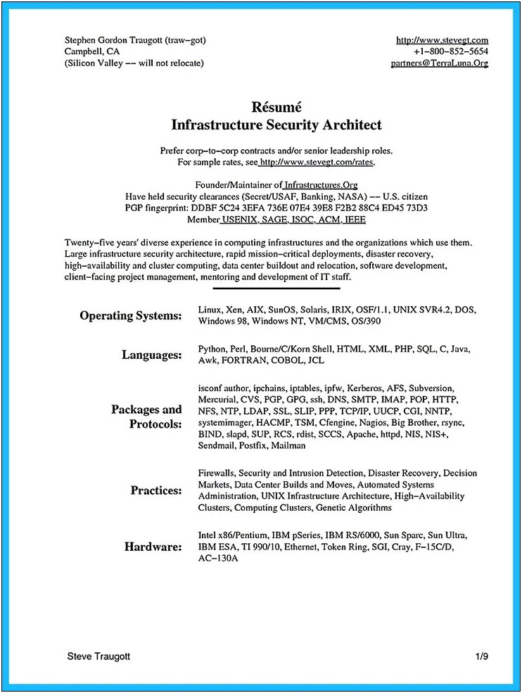 Infrastructure Solution Architect Resume Sample