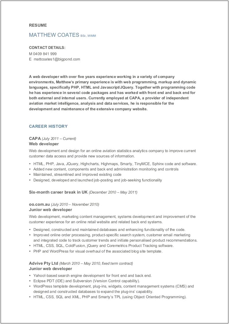 Initiated Expansion Of Job Resume
