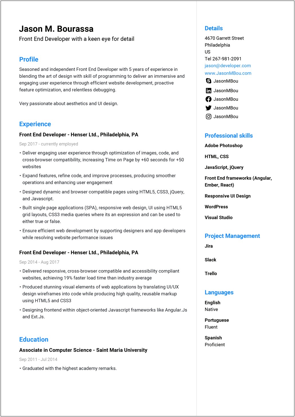 Input Infor Into Resume Free Online
