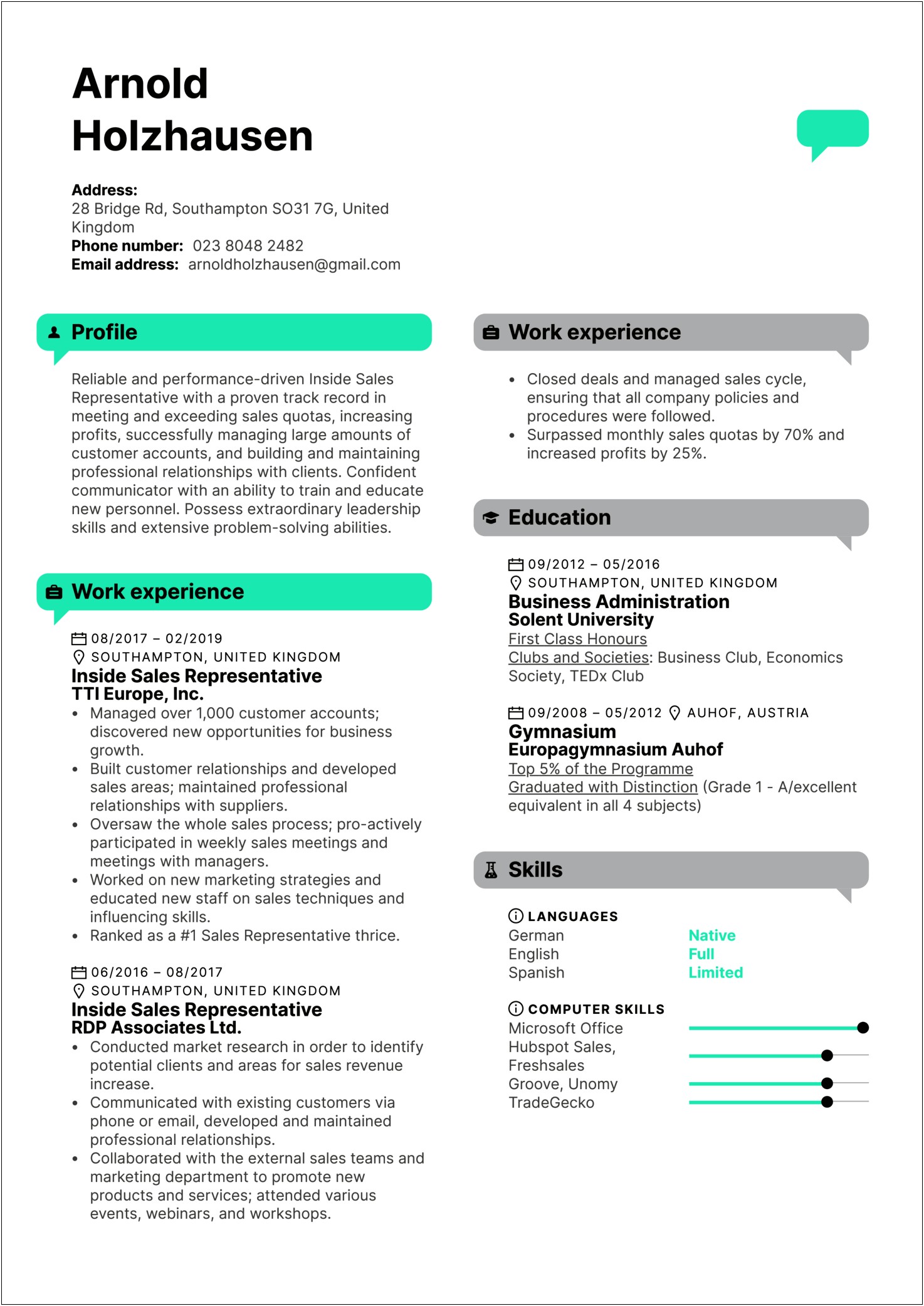 Inside Sales Account Manager Resume Sample