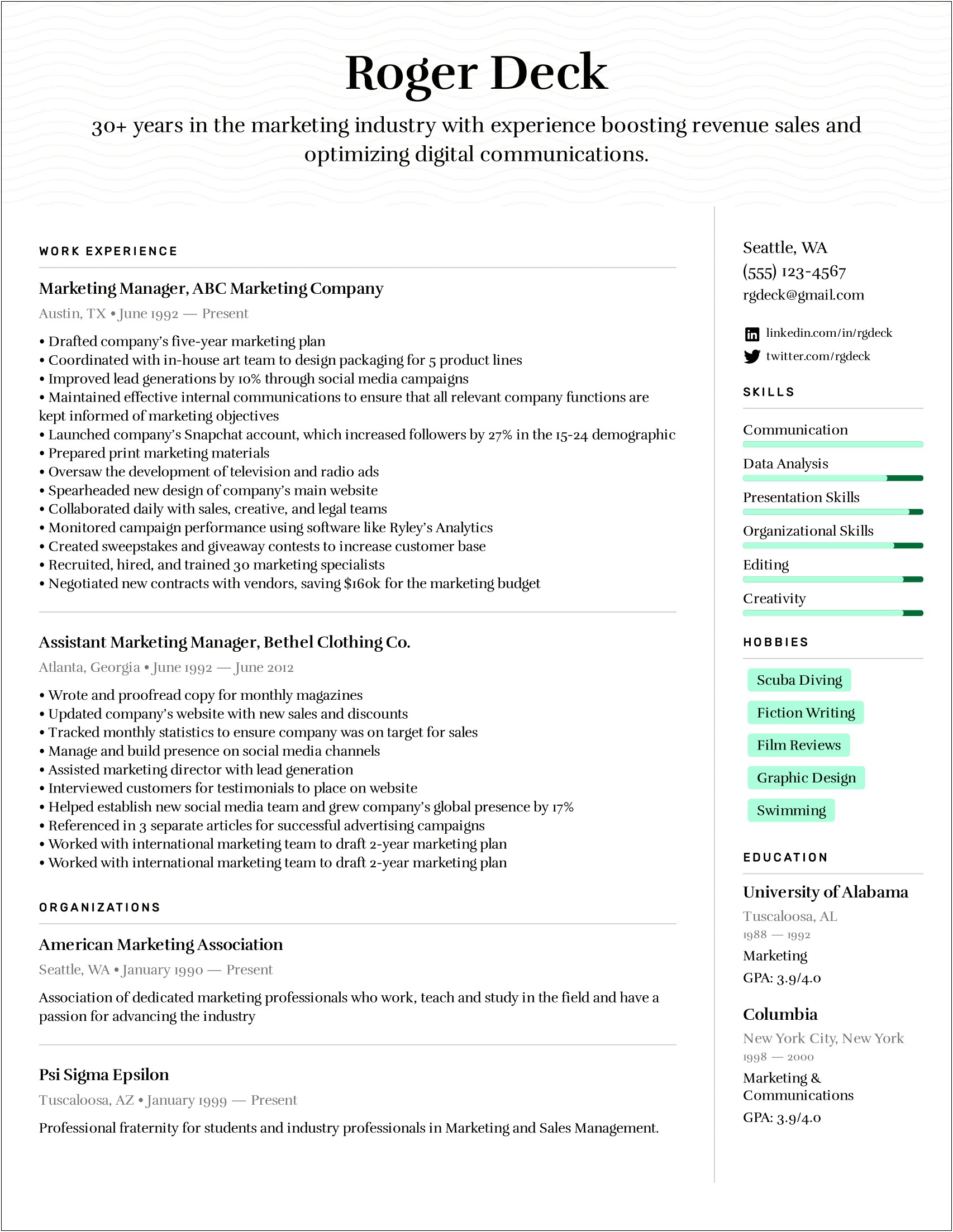 Inside Sales Account Manager Resume Template With Summary