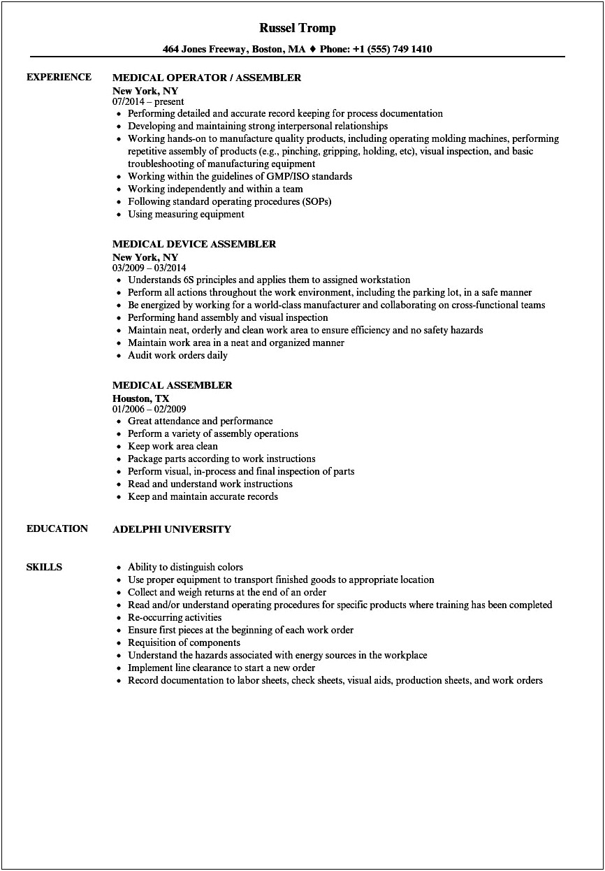 Inspector Packer Job Description For Resume