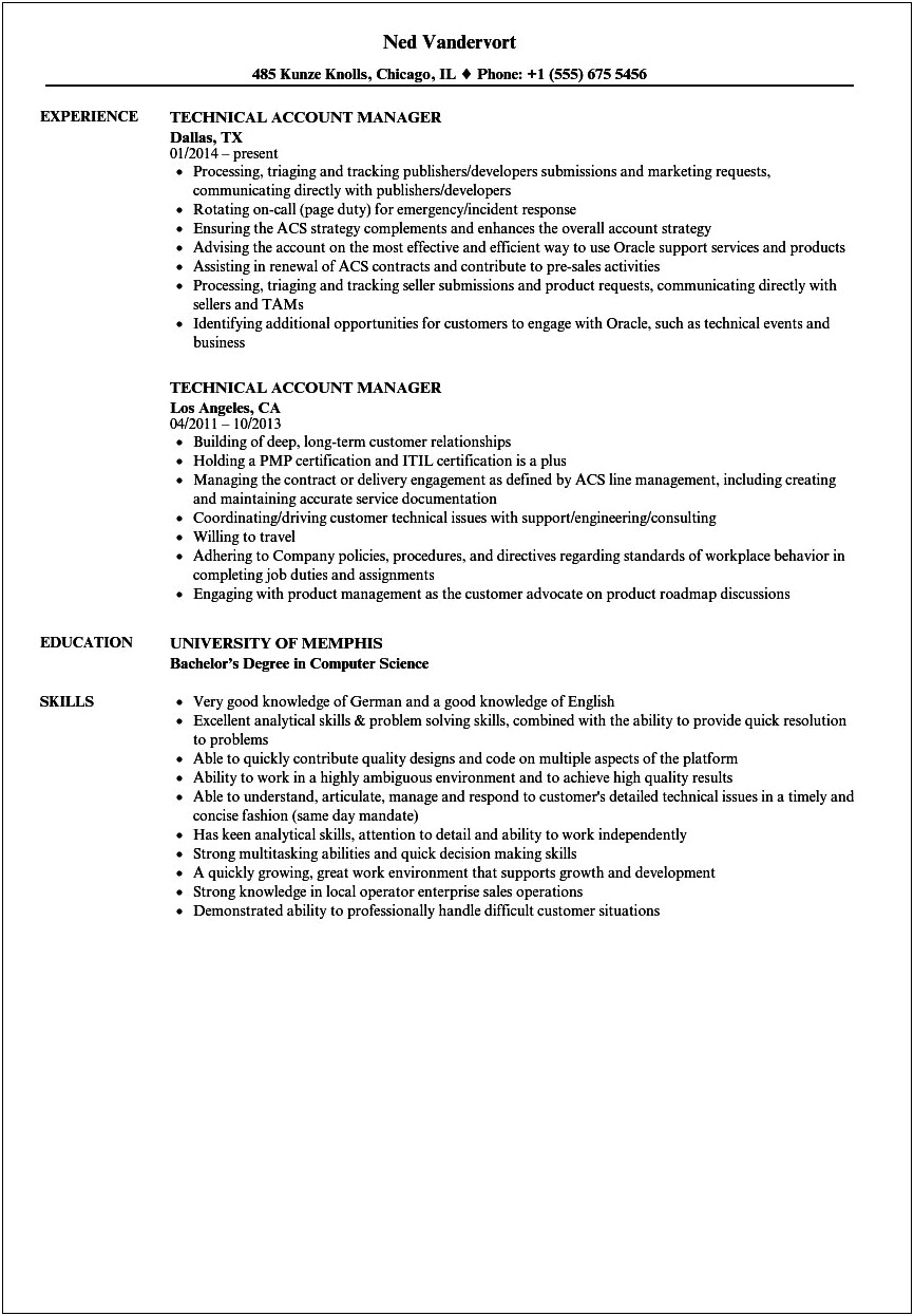 Insurance Account Manager Job Description For Resume
