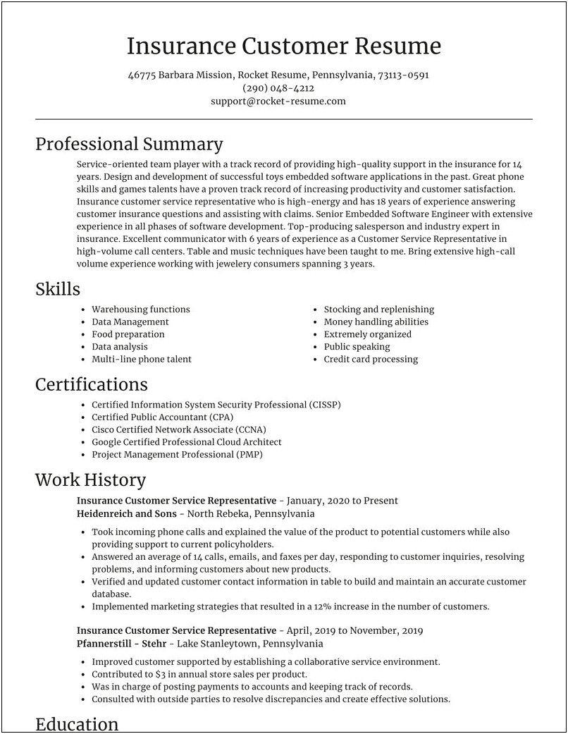 Insurance Producer Job Description Resume