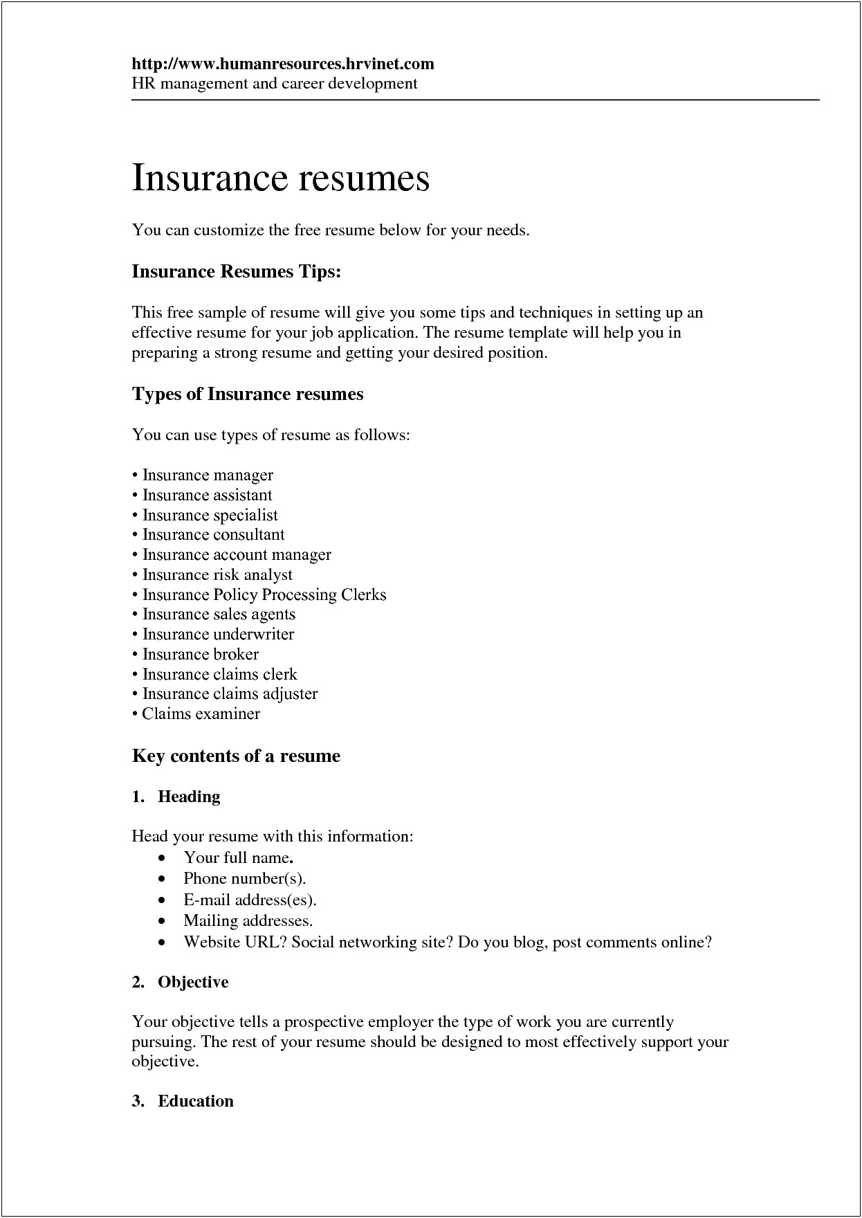 Insurance Underwriting Assistant Sample Resume Example