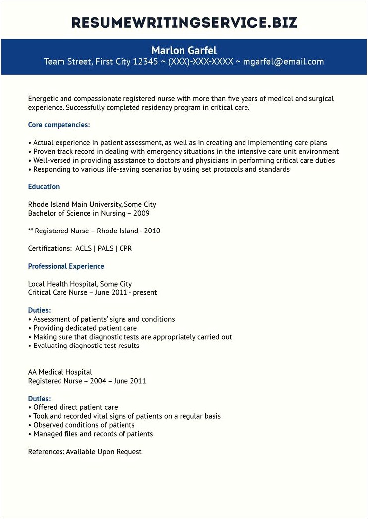 Intensive Care Unit Job Description Resume
