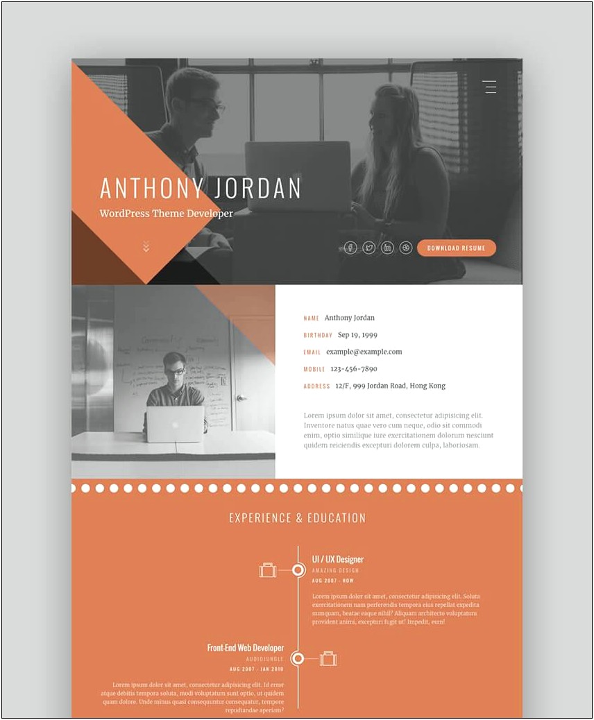 Interactive Resume Templates Free Download