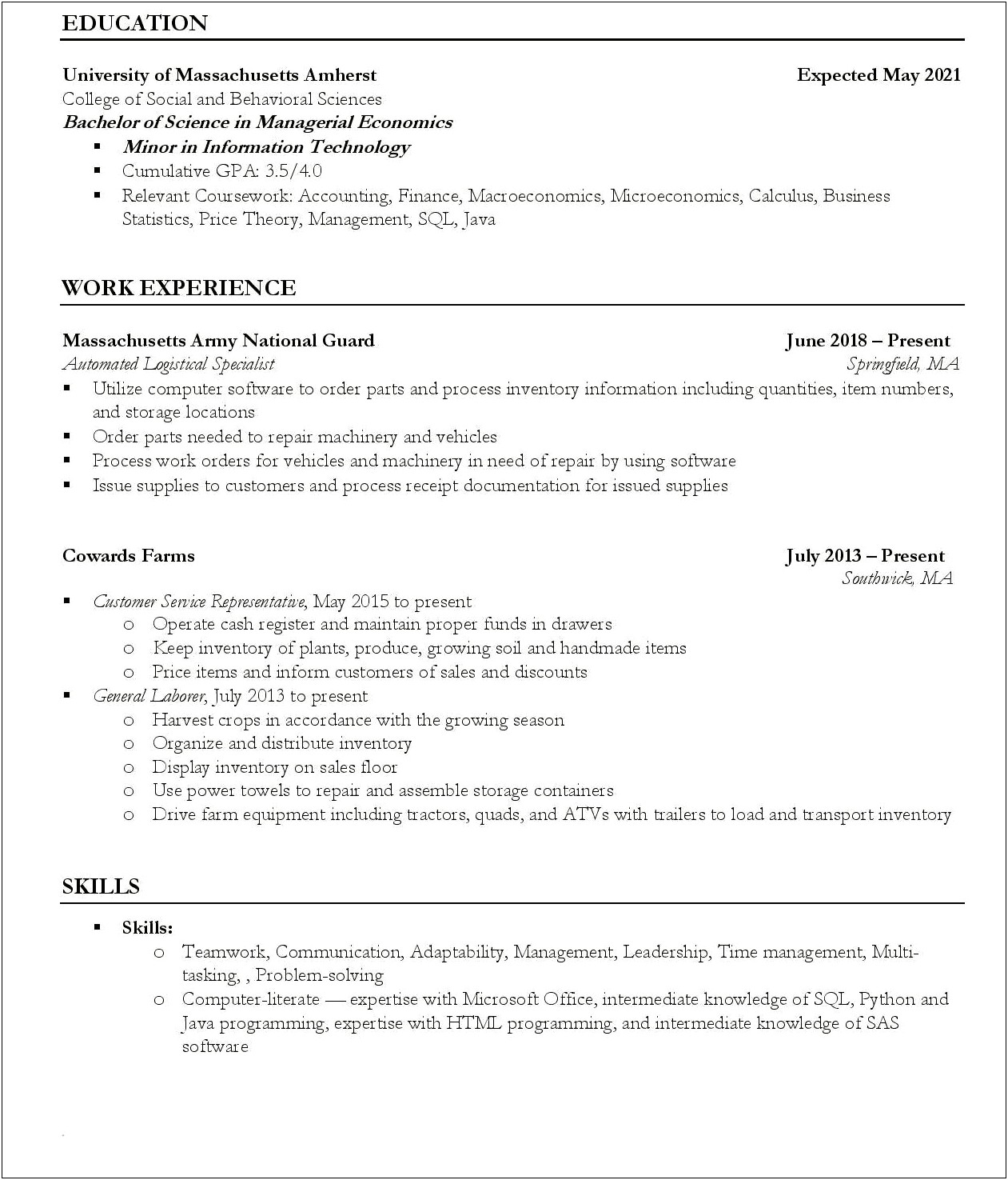 Intermediate Computer Skills On Resume