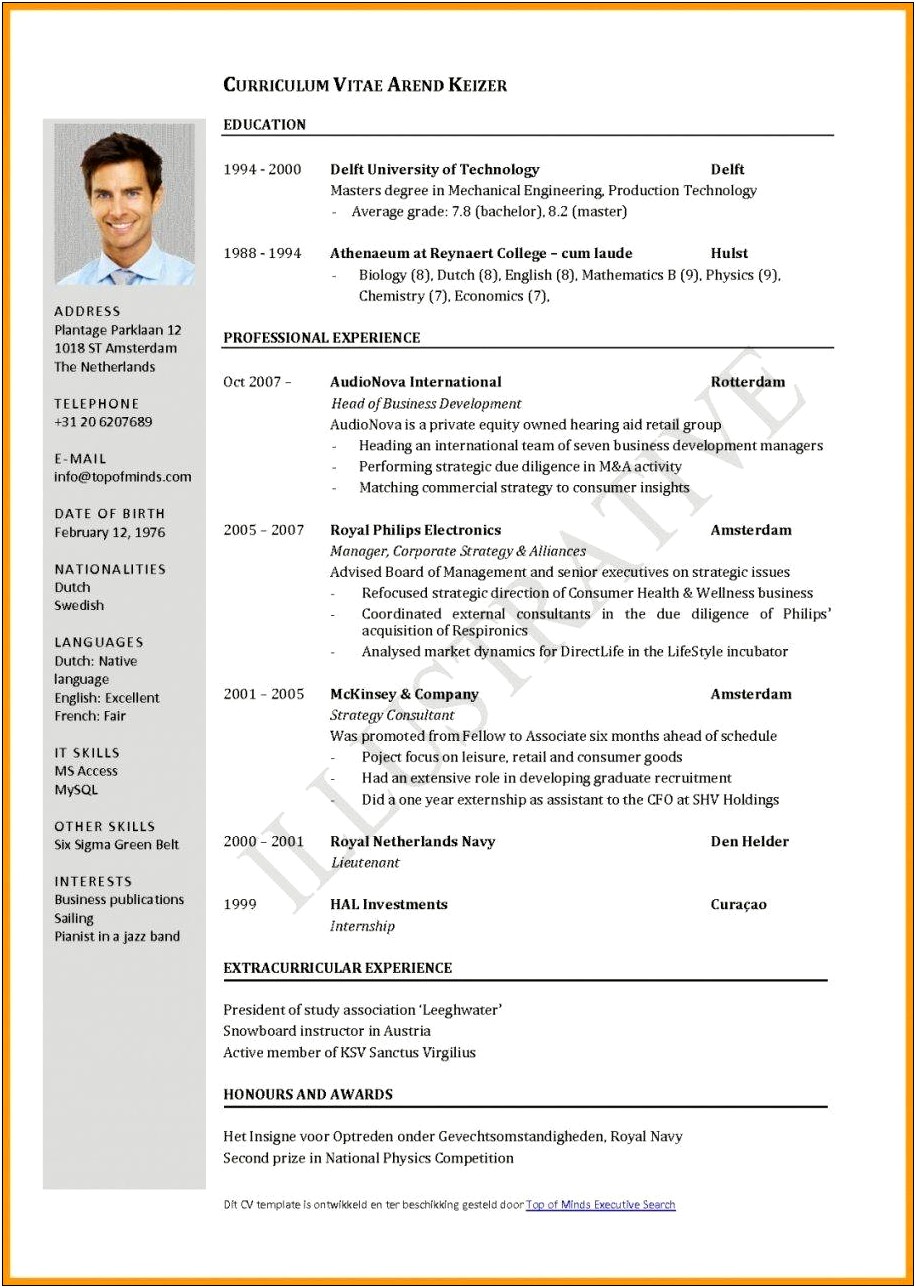International Resume Format Free Download