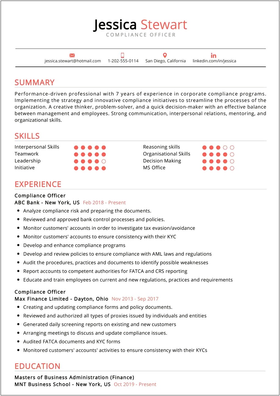 International Trade Compliance Manager Resume