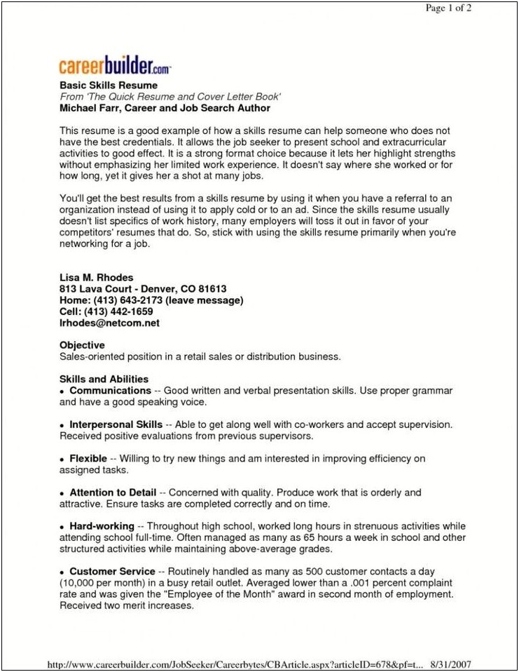 Interpersonal Skills Example For Resume