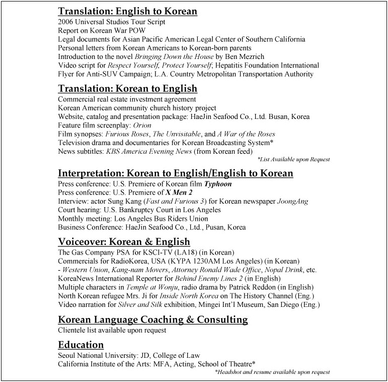 Interpreter Cover Letter Resume Sample