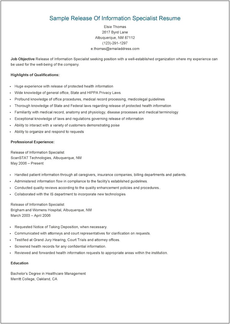 Intervention Specialist Job Description For Resume