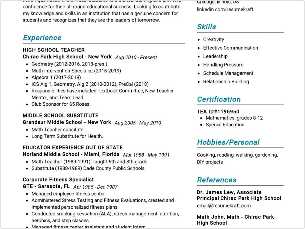 Intervention Specialist Job Description Resume
